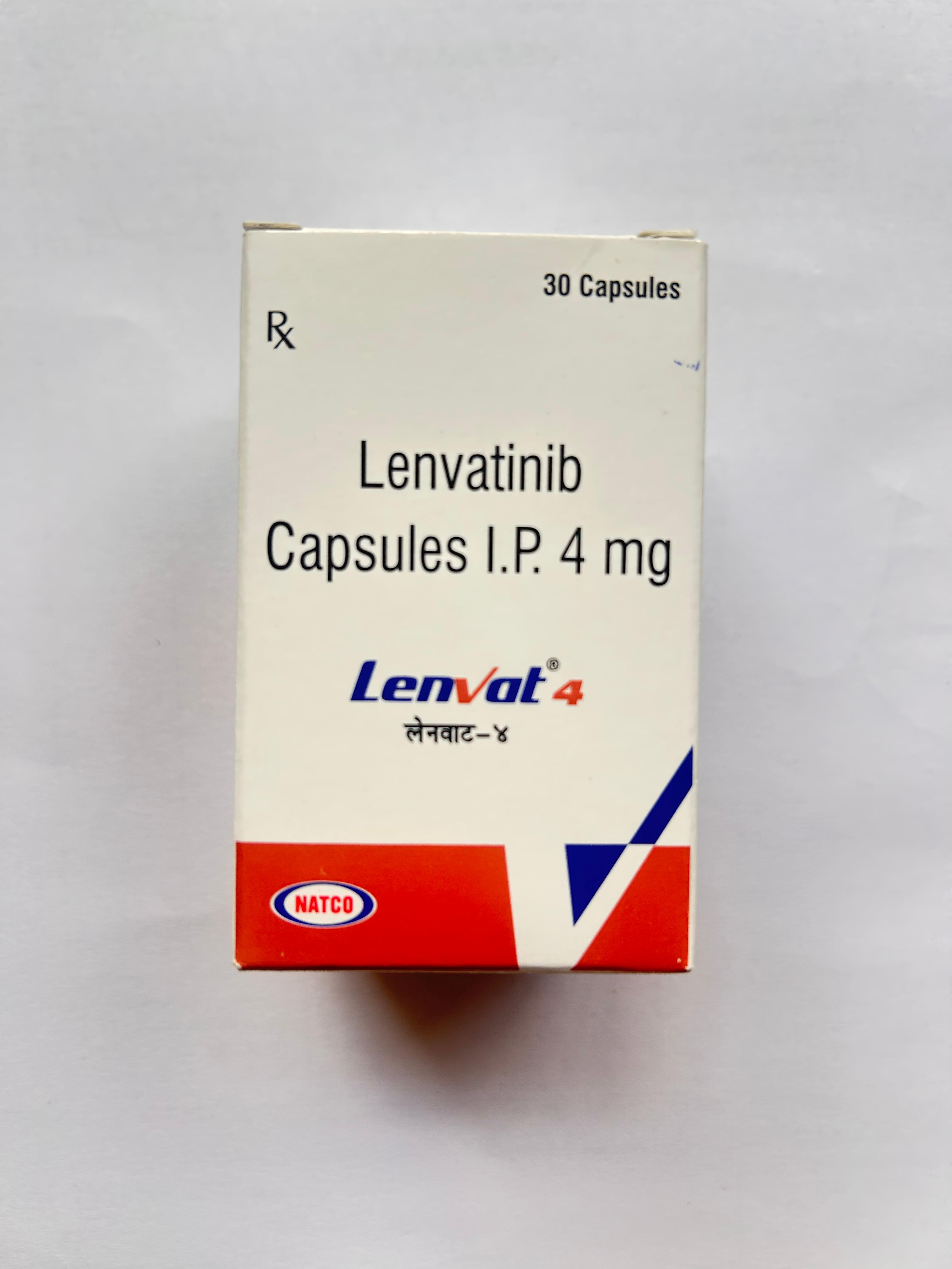 Lenvat 4mg Capsule is used to treat thyroid, renal, and hepatocellular carcinomas.