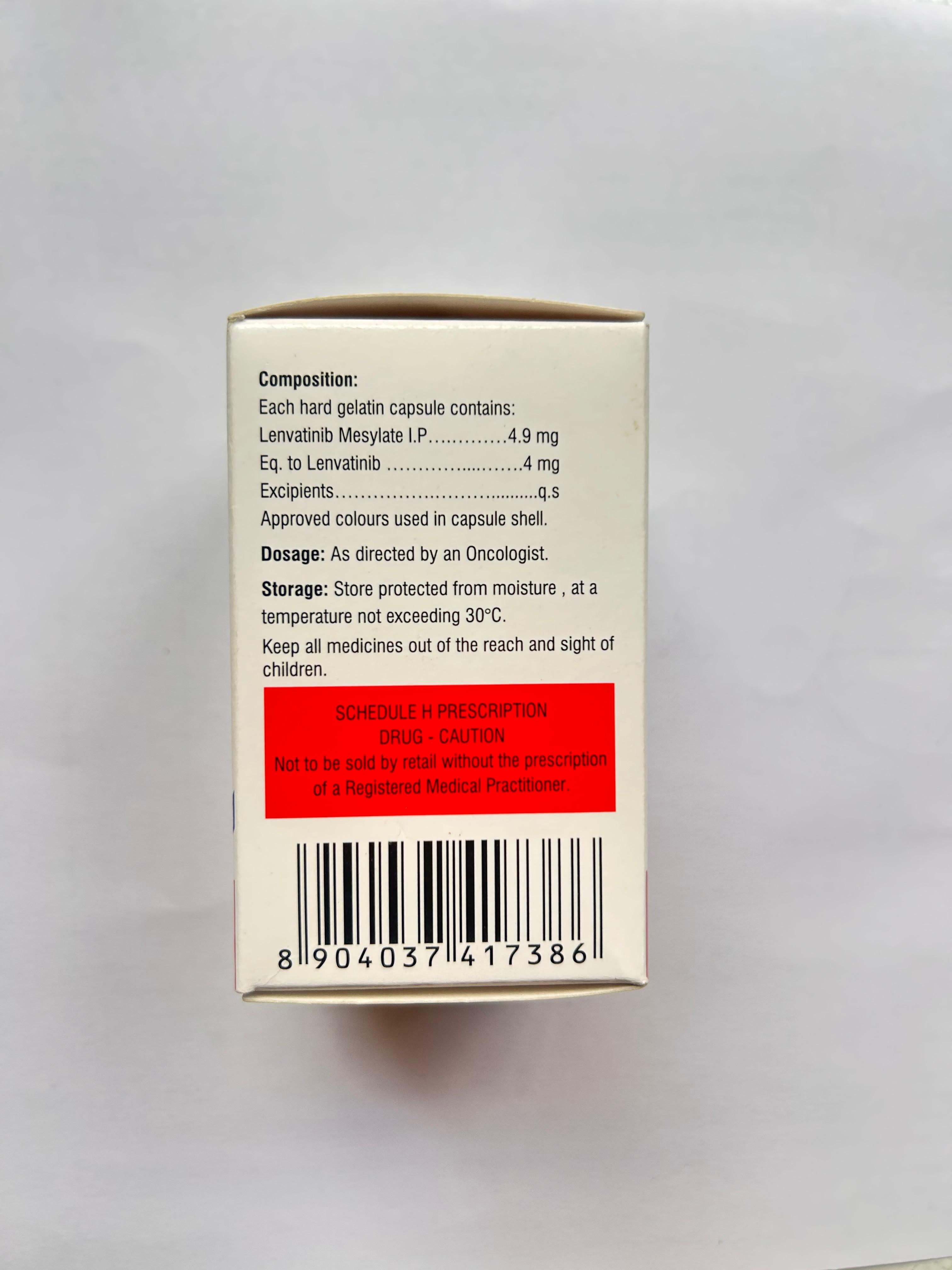 Lenvat 4mg Capsule is used to treat thyroid, renal, and hepatocellular carcinomas.