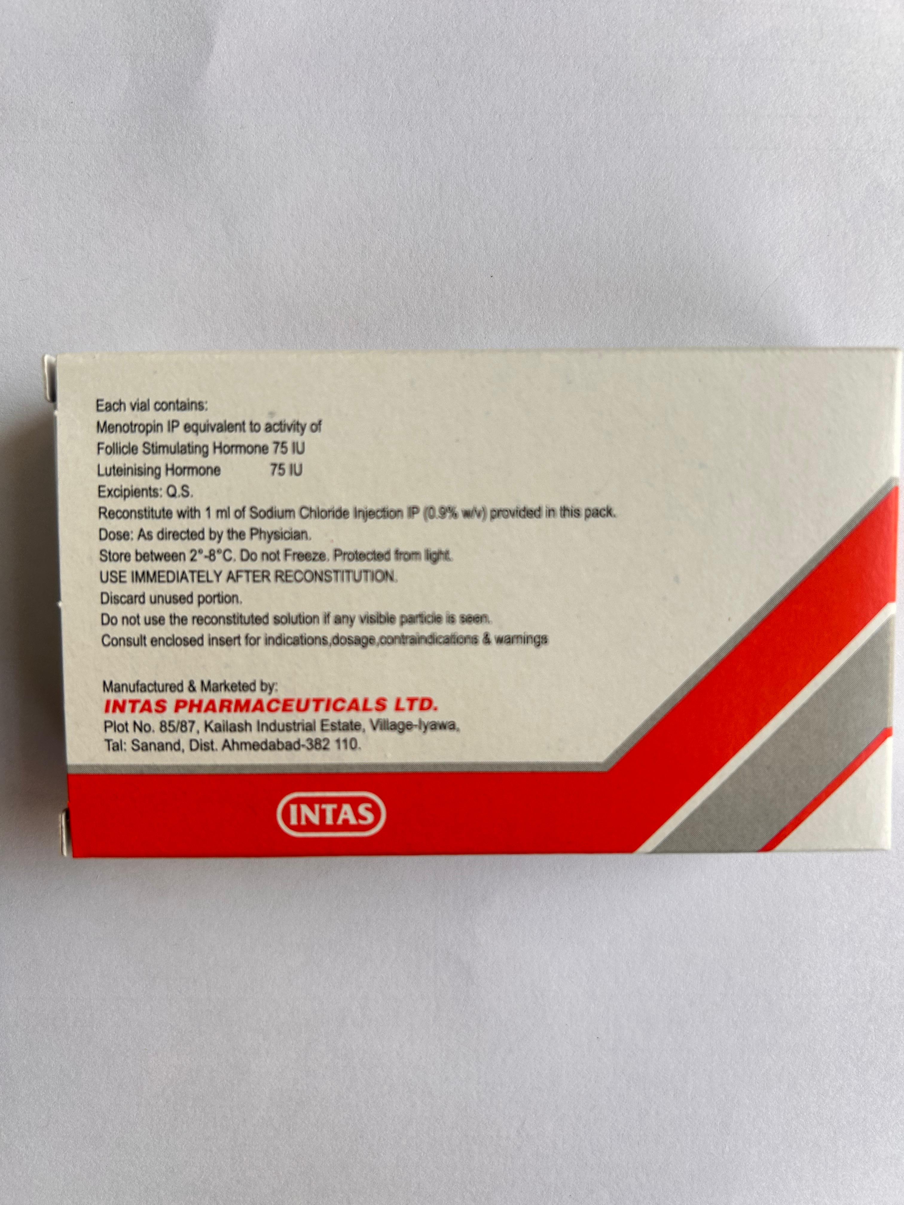 Menotas HP 75IU Injection is used for fertility treatment.