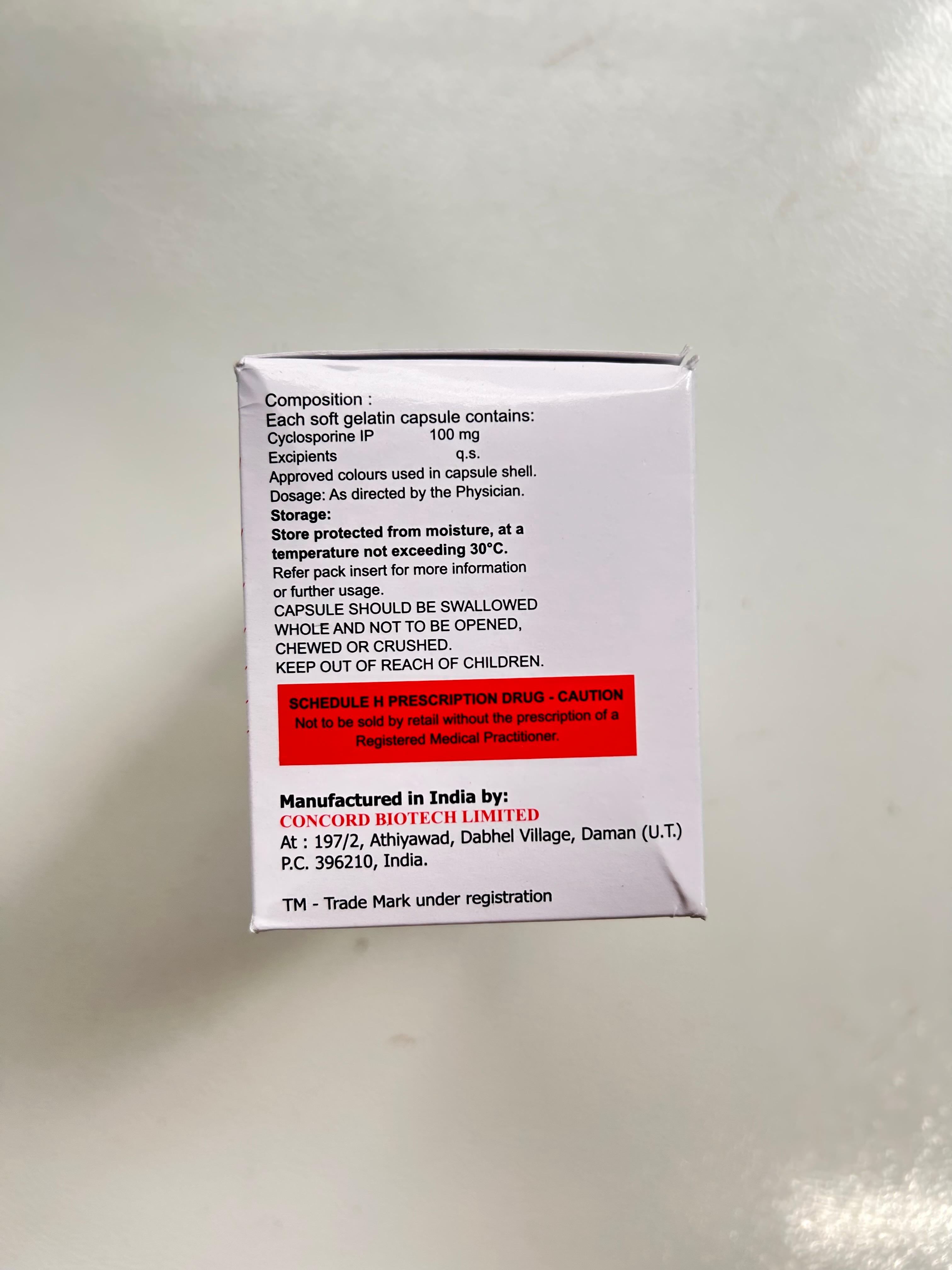 Conimune ME 100mg Capsule used to prevent organ rejection in transplant patients