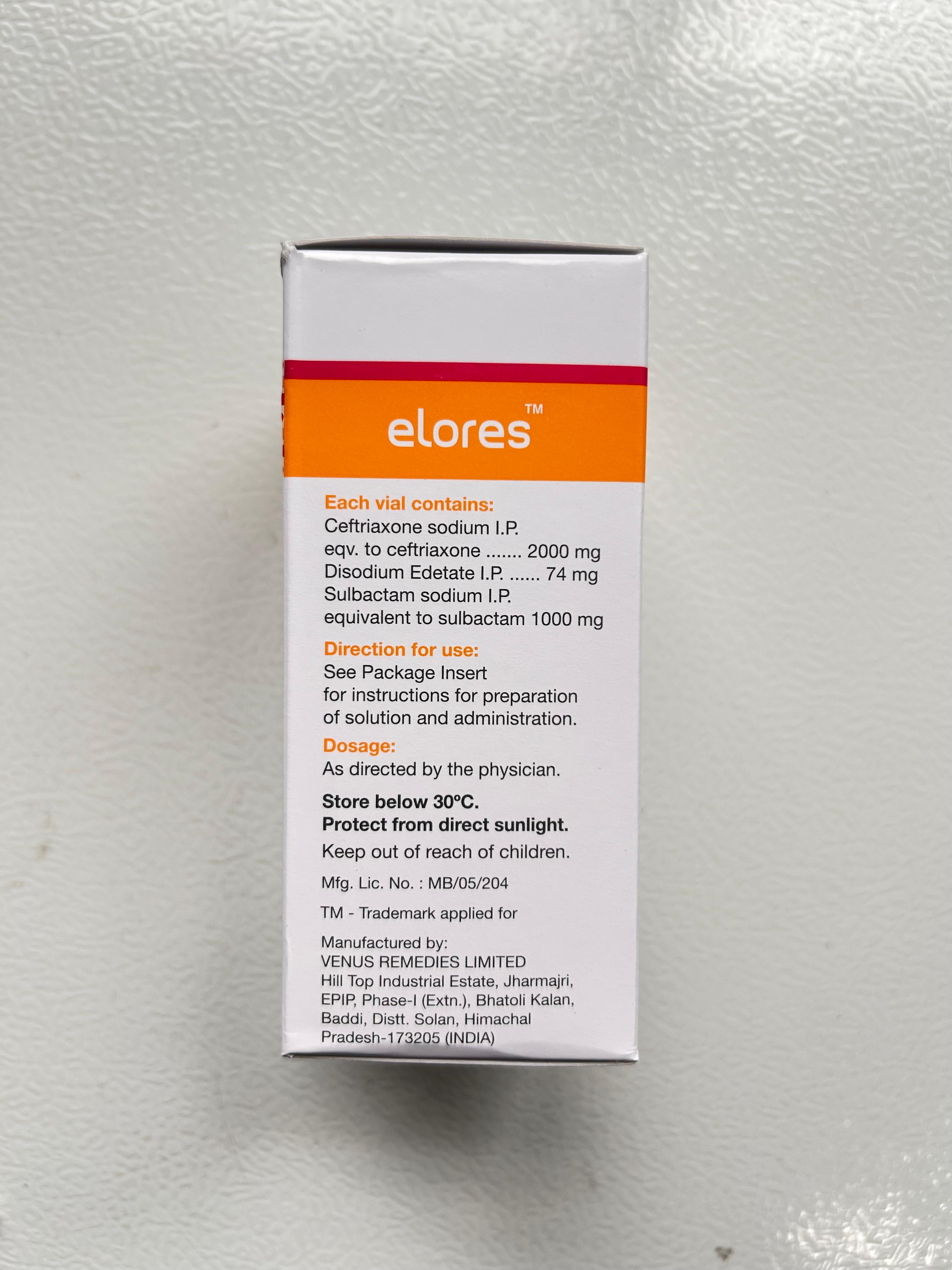 Elores 3gm injection  used in the treatment of a variety of bacterial infections.